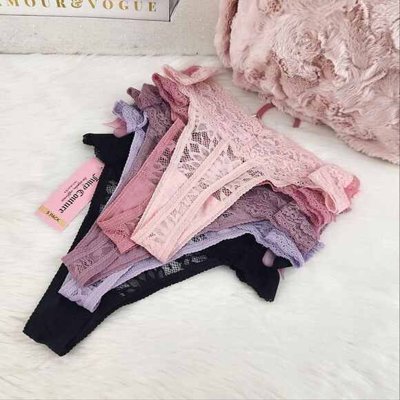 EXTRA LARGE {Juicy Couture} Lace Thong 5 Pack - Picture 2 of 3